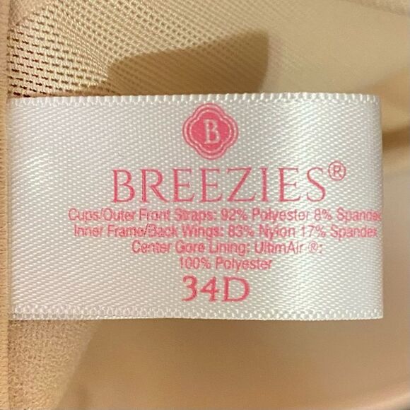 Breezies Beige Natural Embrace Underwire Contour Tee Shirt Bra Size 34D - Picture 4 of 5
